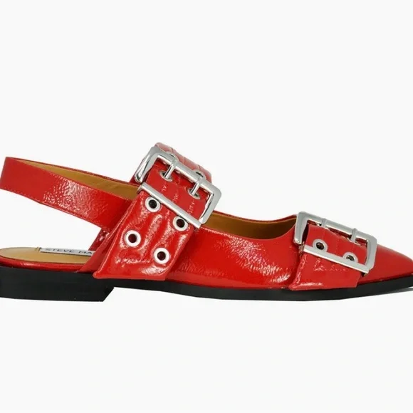 Steve Madden Red Patent Buckle Flats - Picture 9 of 10